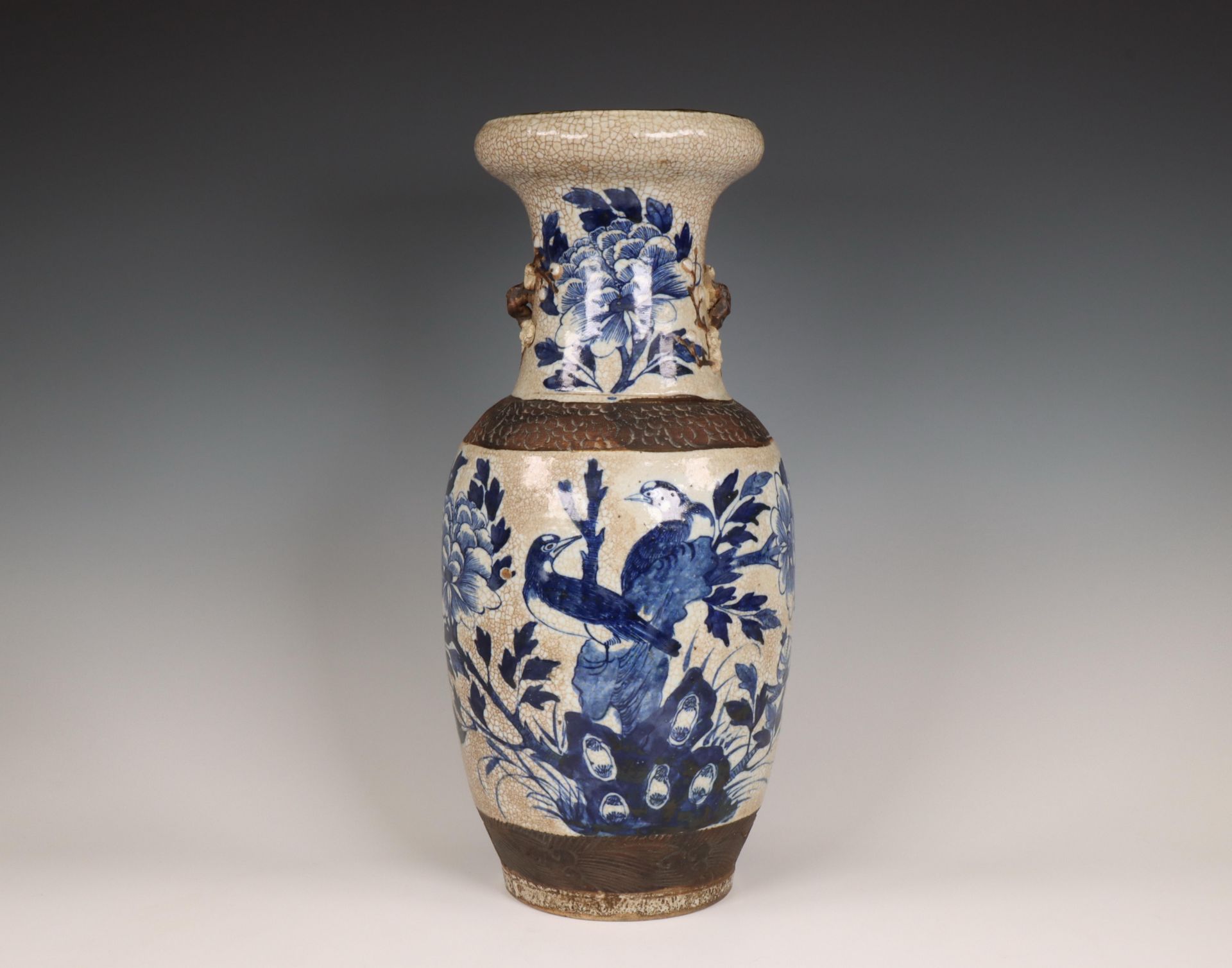 China, a blue and white porcelain baluster vase, ca. 1900,