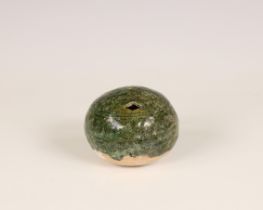 China, a green-glazed earthenware whistle, probably Eastern Han dynasty (25-220 BC),