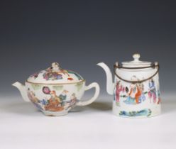 China, two famille rose porcelain teapots and covers, 19th/ 20th century,