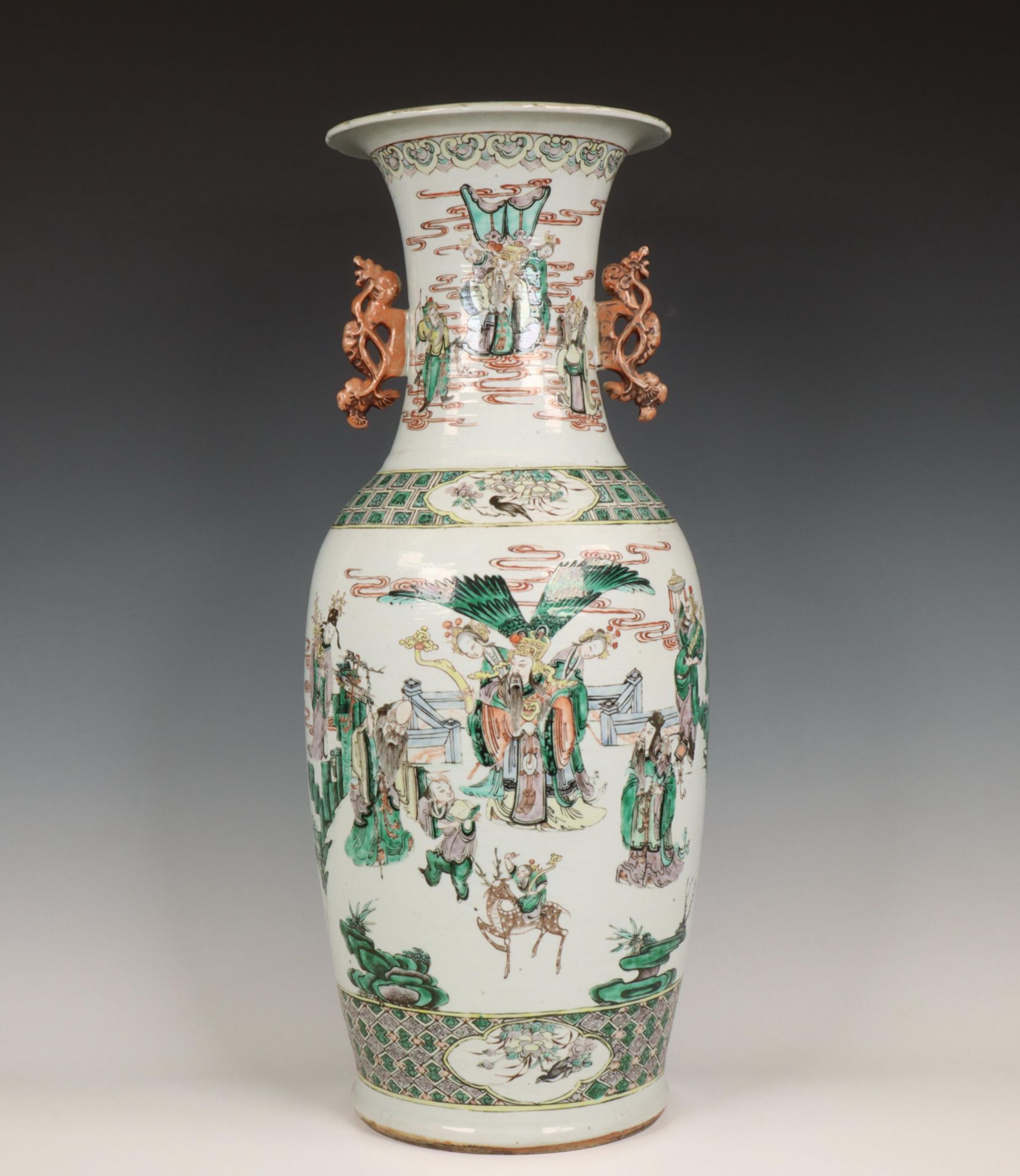 China, a famille verte porcelain 'Immortals' baluster vase, 19th century, - Bild 2 aus 4