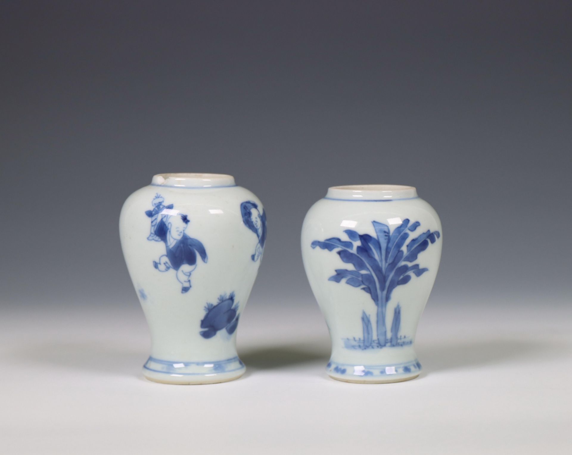 China, two blue and white porcelain jarlets, Kangxi period (1662-1722), - Bild 2 aus 6