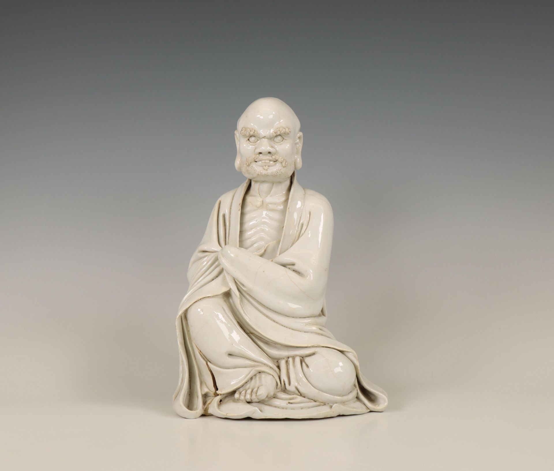 China, Dehua porcelain figure of Damo, late Qing dynasty (1644-1912),