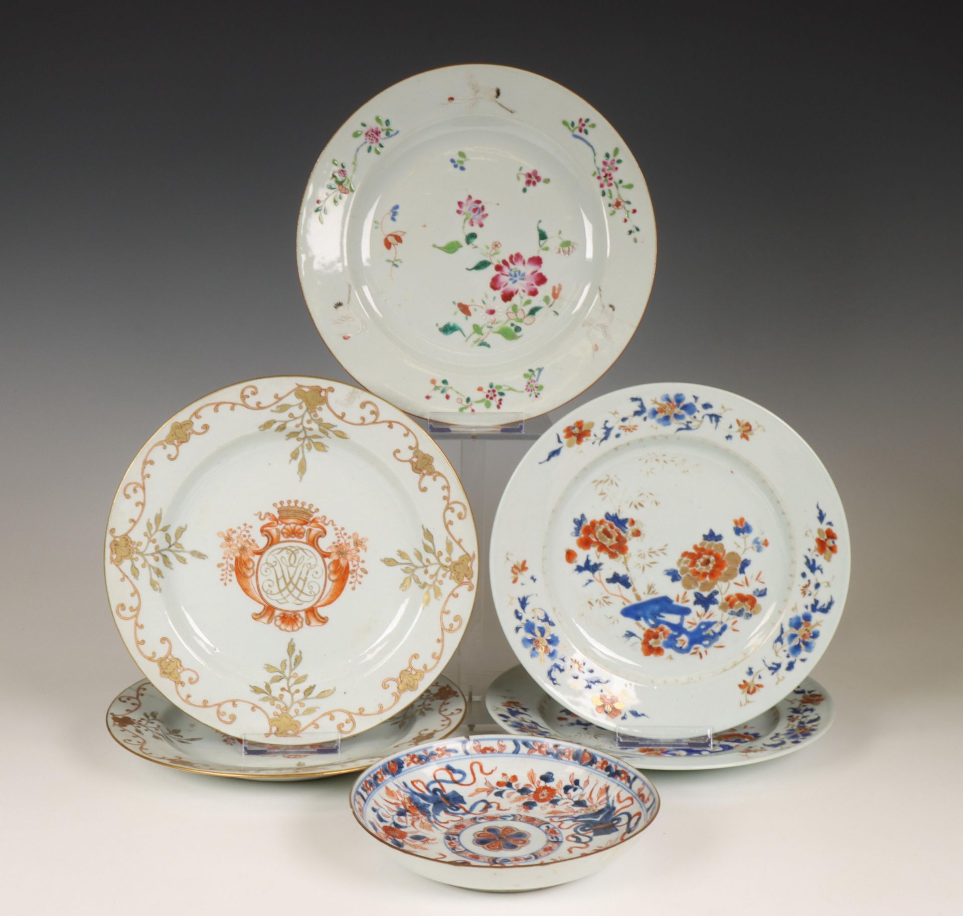 China, small collection of porcelain plates, 18th century,