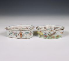 China, two famille rose porcelain cricket cages, 19th century,