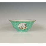 China, a faux turquoise porcelain 'medallion' bowl, late 19th/ 20th century,