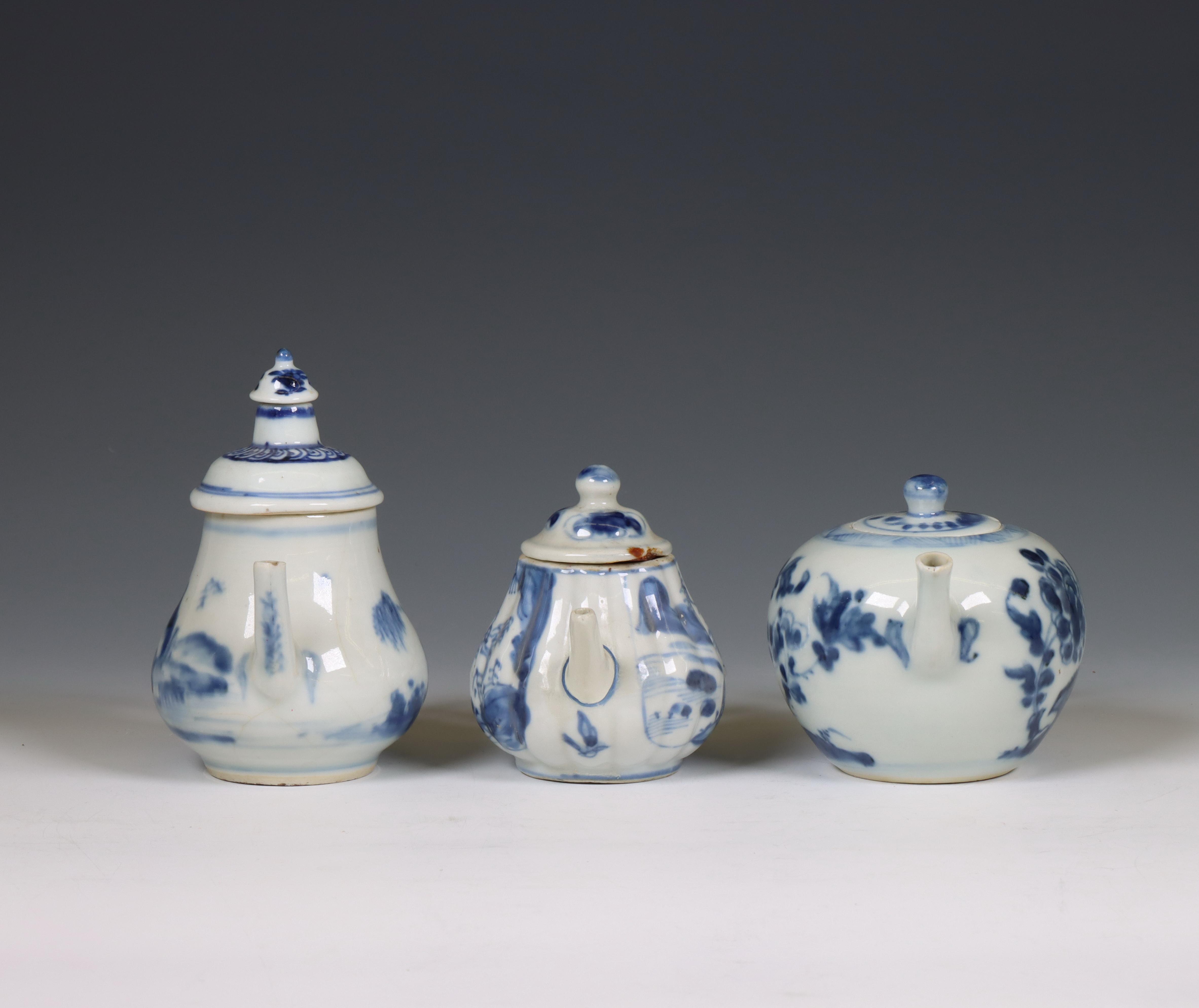 China, three blue and white porcelain teapots, 18th century, - Image 3 of 6