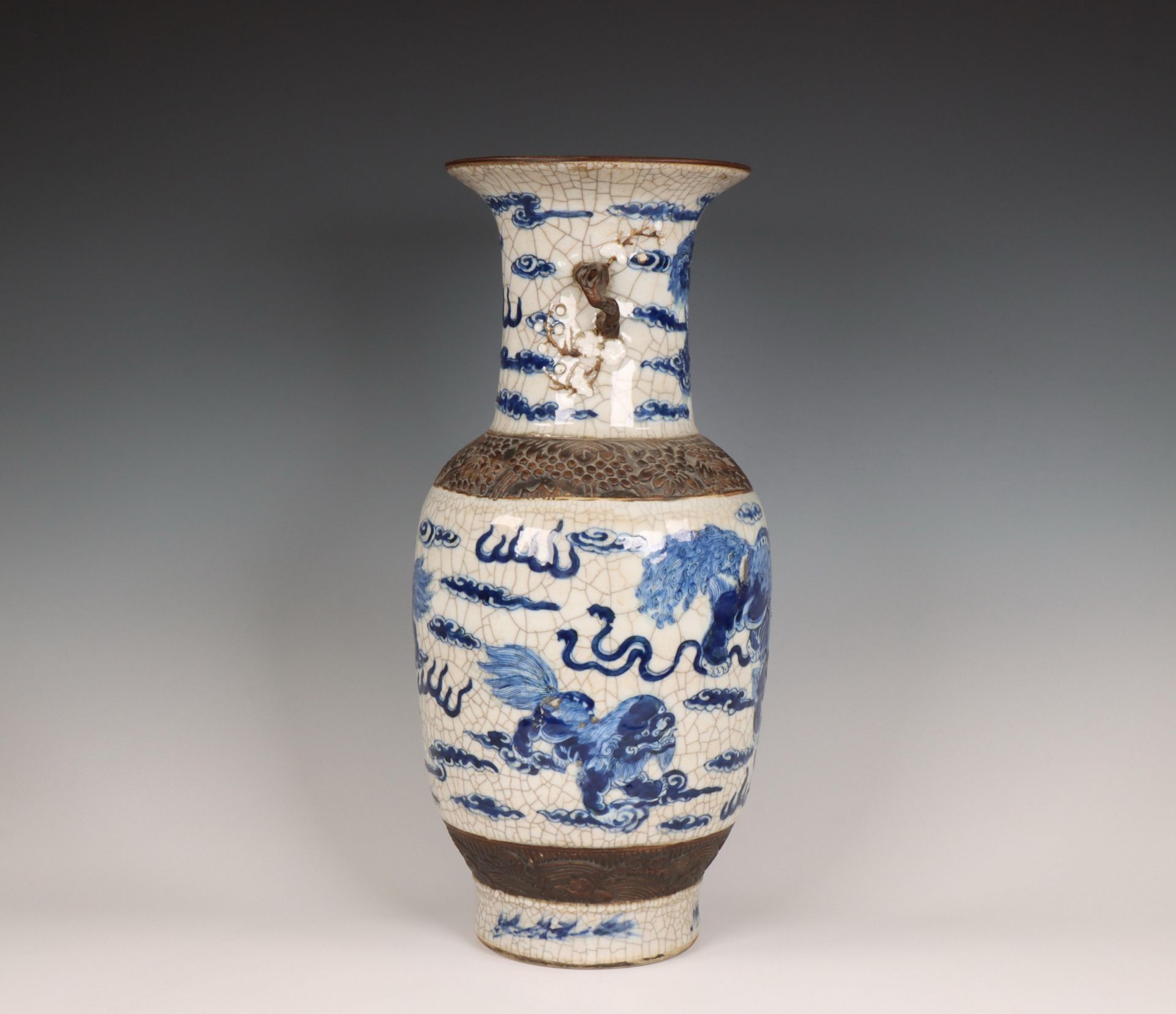 China, a blue and white porcelain baluster vase, ca. 1900, - Image 3 of 6