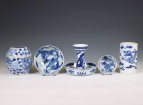 China, a collection of blue and white 'dragon' porcelain, 19th-20th century,