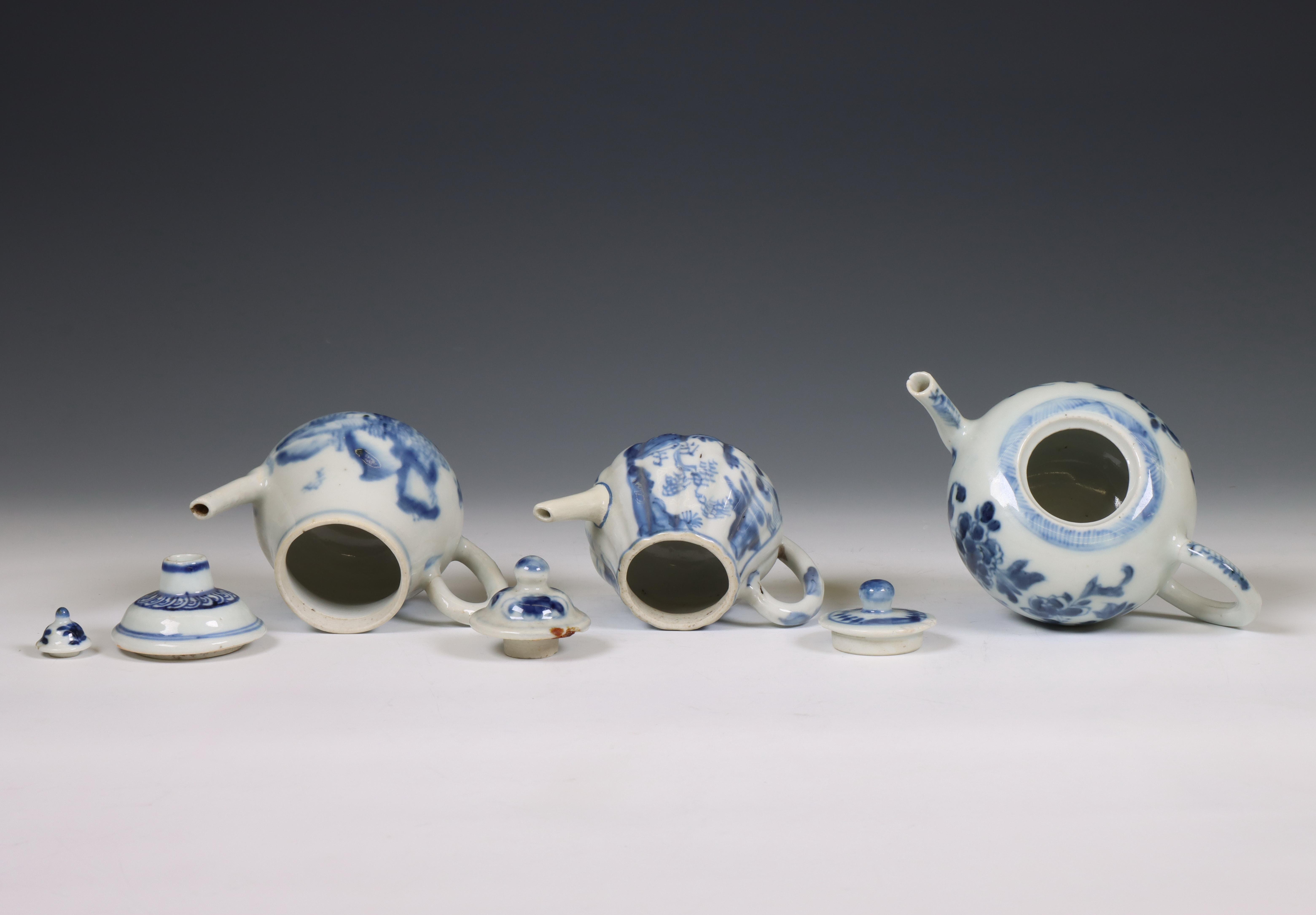 China, three blue and white porcelain teapots, 18th century, - Image 4 of 6