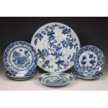 China, seven various blue and white porcelain plates, Qianlong period (1736-1795),