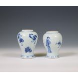 China, two blue and white porcelain jarlets, Kangxi period (1662-1722),