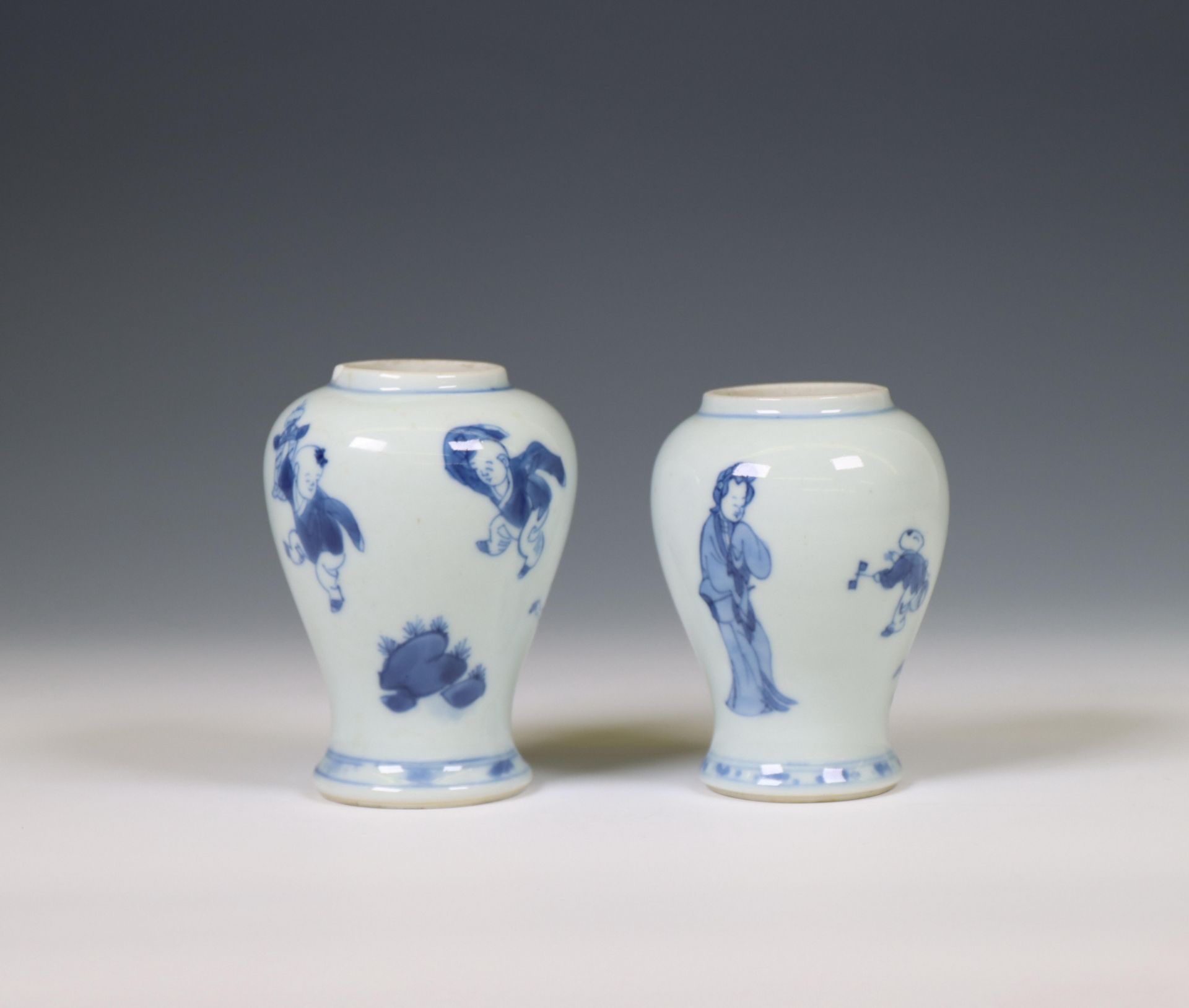 China, two blue and white porcelain jarlets, Kangxi period (1662-1722),