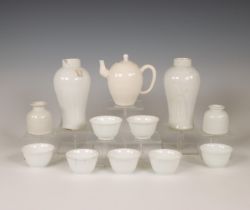 China, a collection of monochrome white-glazed porcelain,