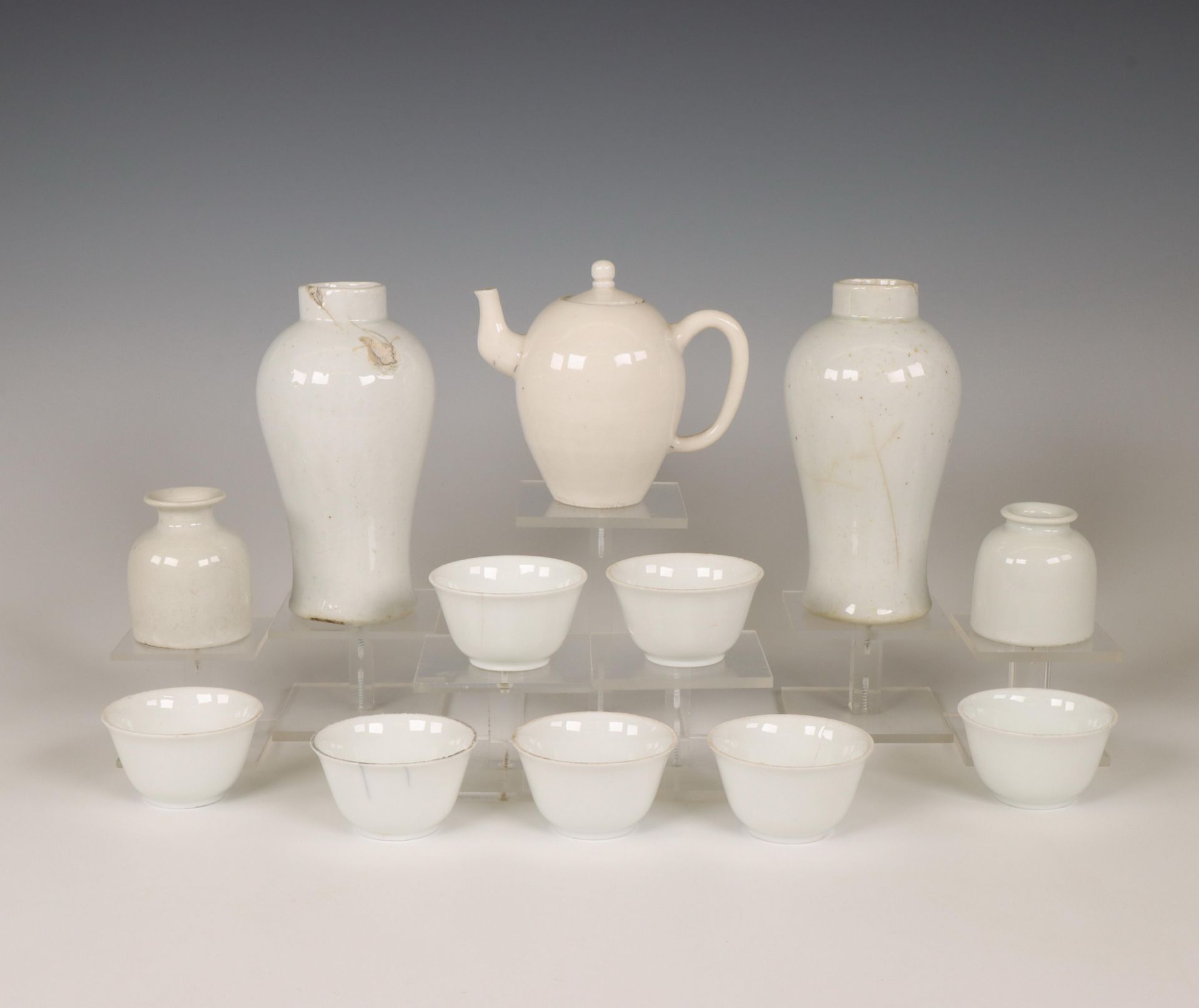 China, a collection of monochrome white-glazed porcelain,