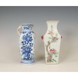 China, two square porcelain vases, 18th and 19th century,