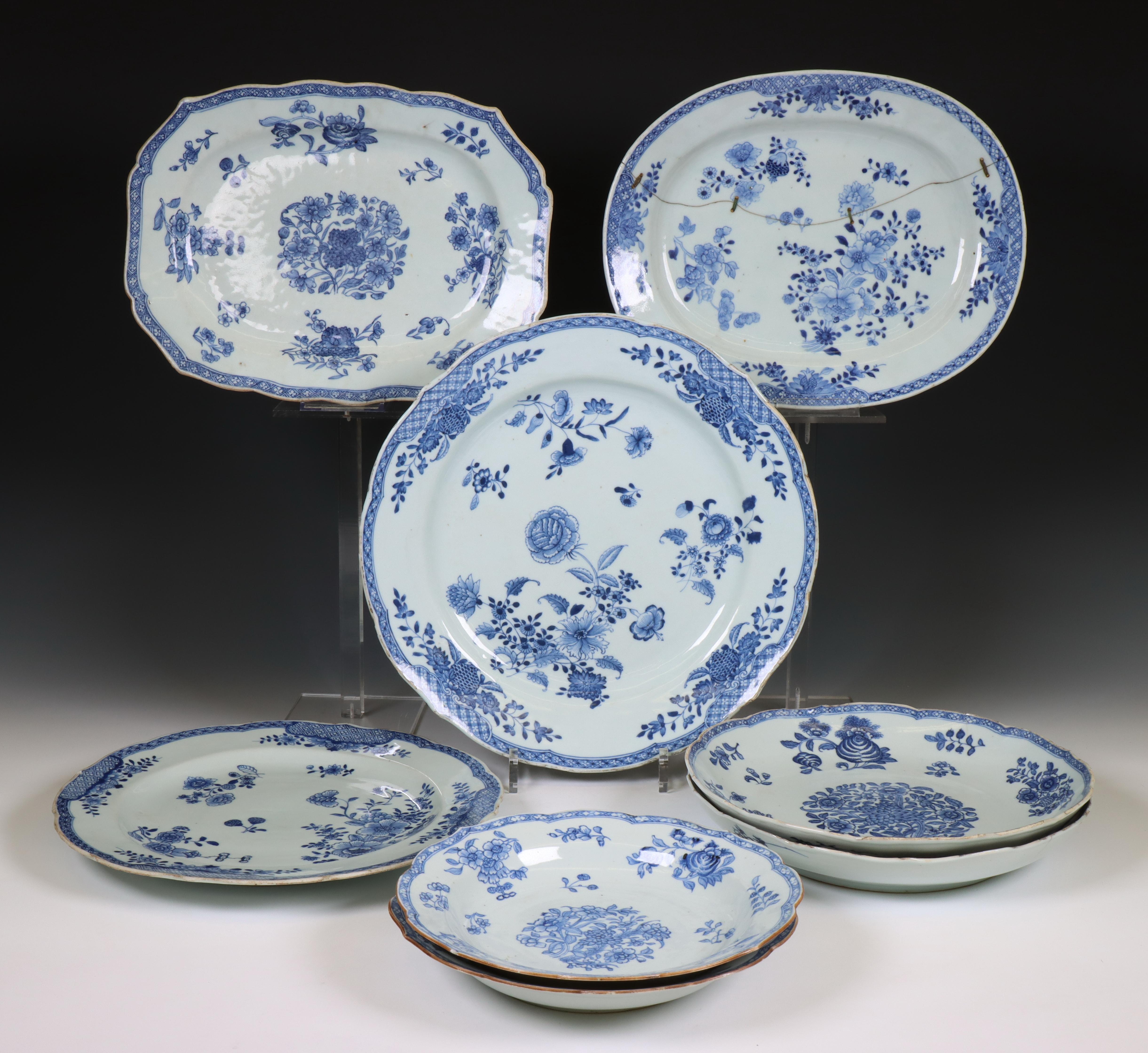 China, a composite blue and white porcelain part 'peony and pomegranate' dinner service, Qianlong pe - Image 2 of 2