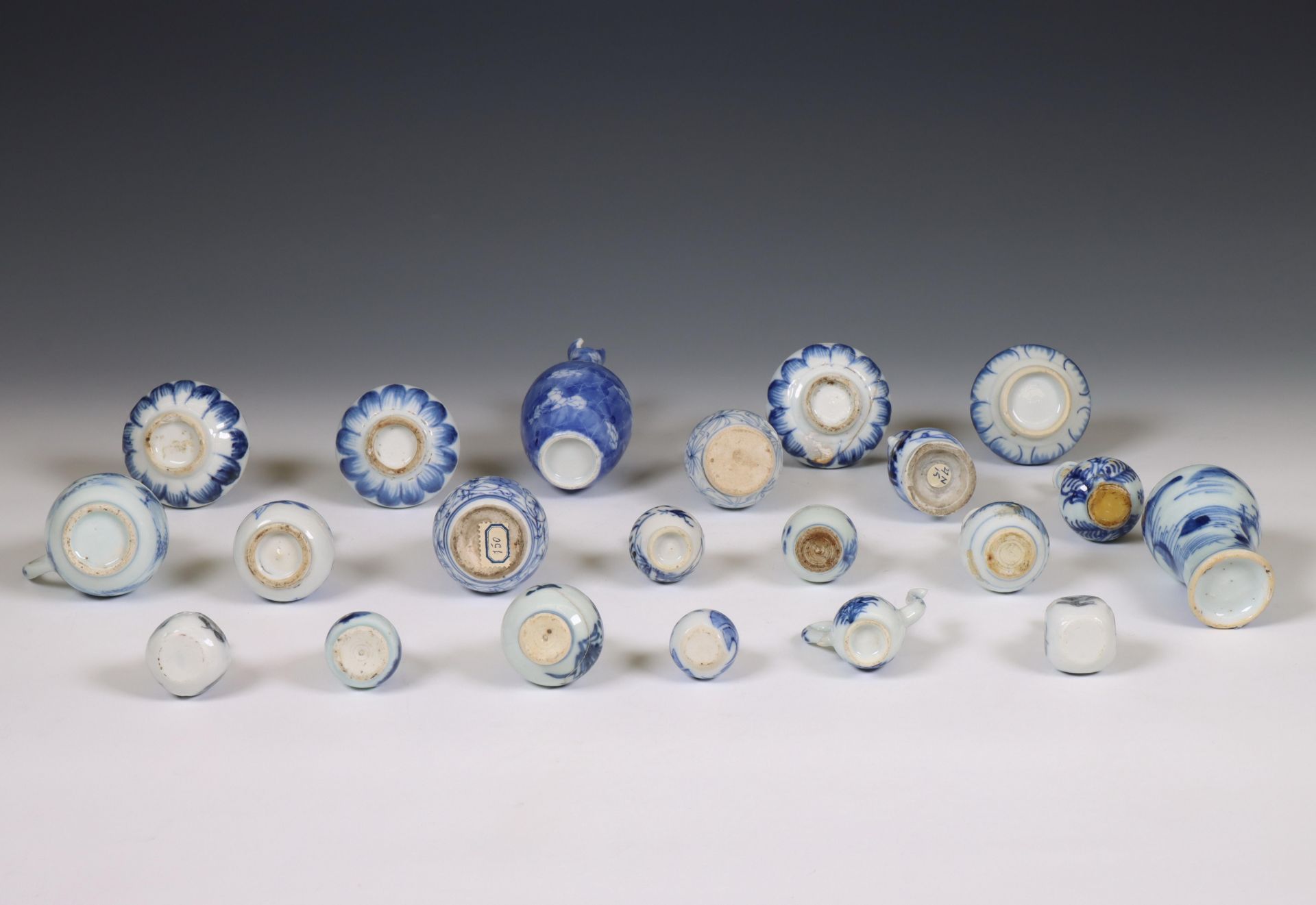 China, a collection of blue and white miniature vases and jugs, 18th century and later, - Image 2 of 4