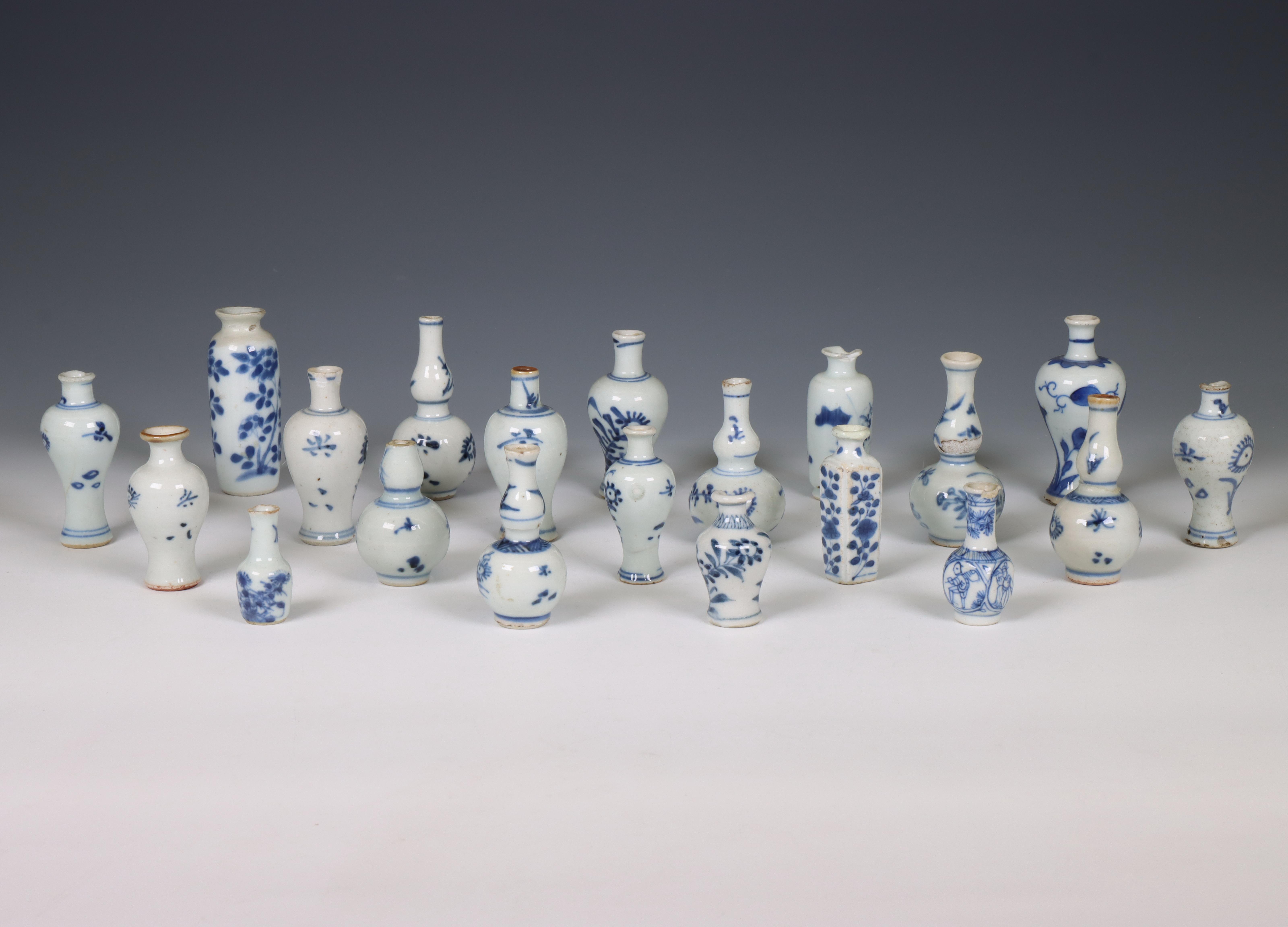 China, a collection of blue and white miniature vases, 18th century and later, - Image 4 of 4