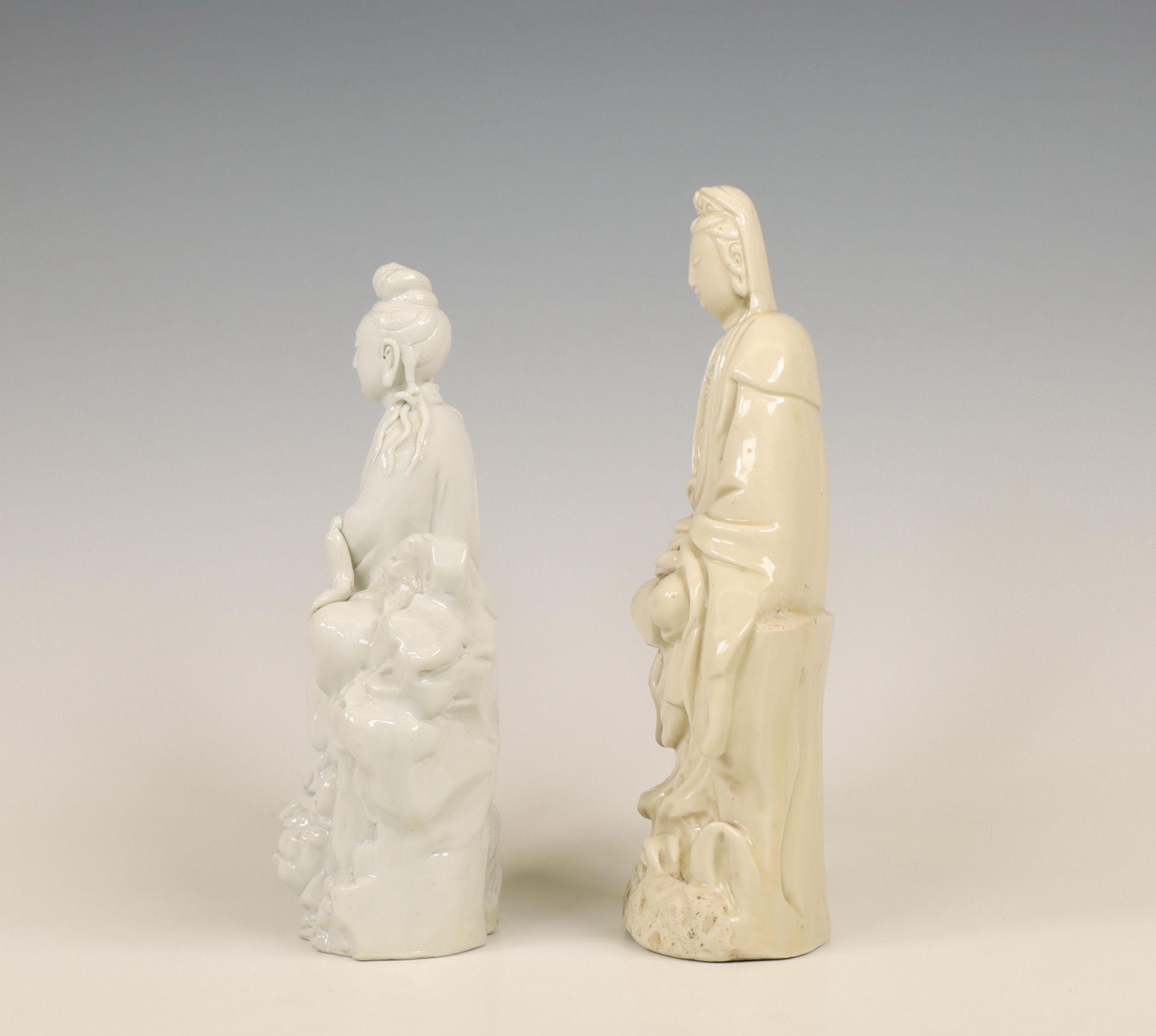 China, two Dehua/ white-glazed porcelain figures of Guanyin, 20th century, - Image 3 of 6