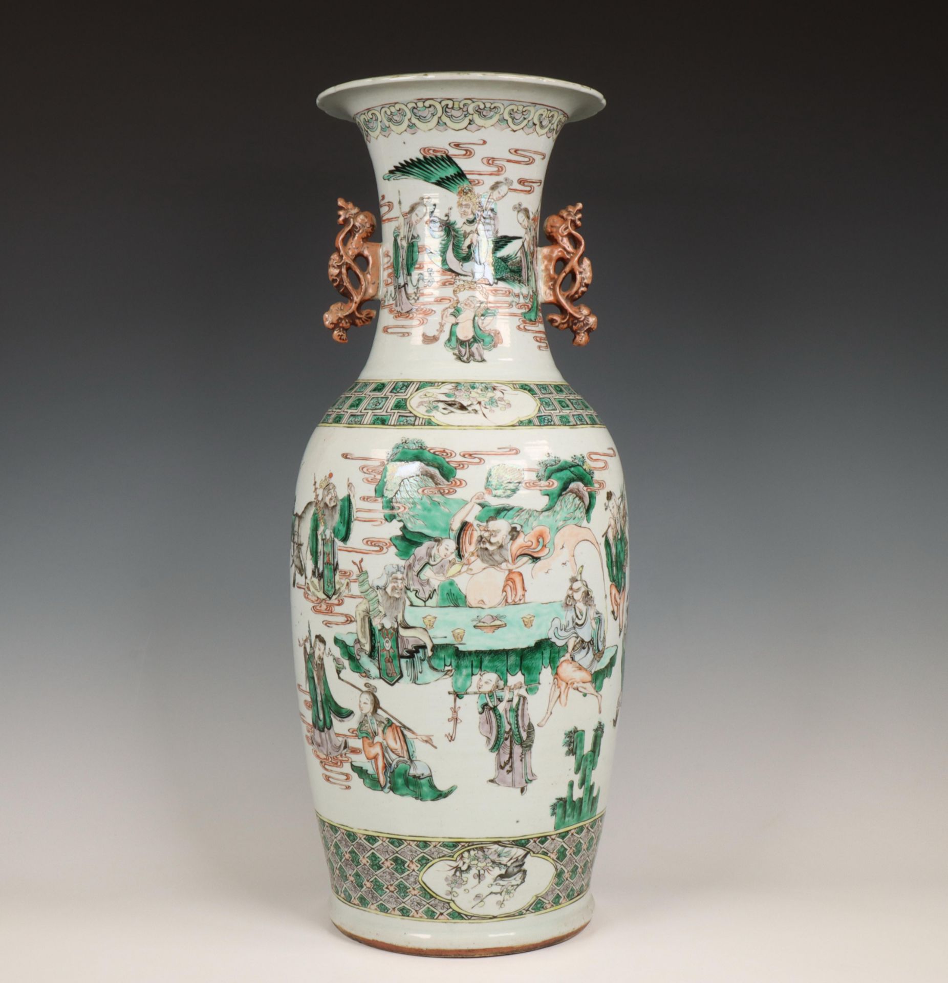 China, a famille verte porcelain 'Immortals' baluster vase, 19th century,