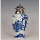 China, a silver-mounted blue and white porcelain vase, Kangxi period (1662-1722), the silver Van Kem