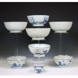 China, a collection of blue and white and white-glazed 'Nanking Cargo' porcelain, Qianlong period, c