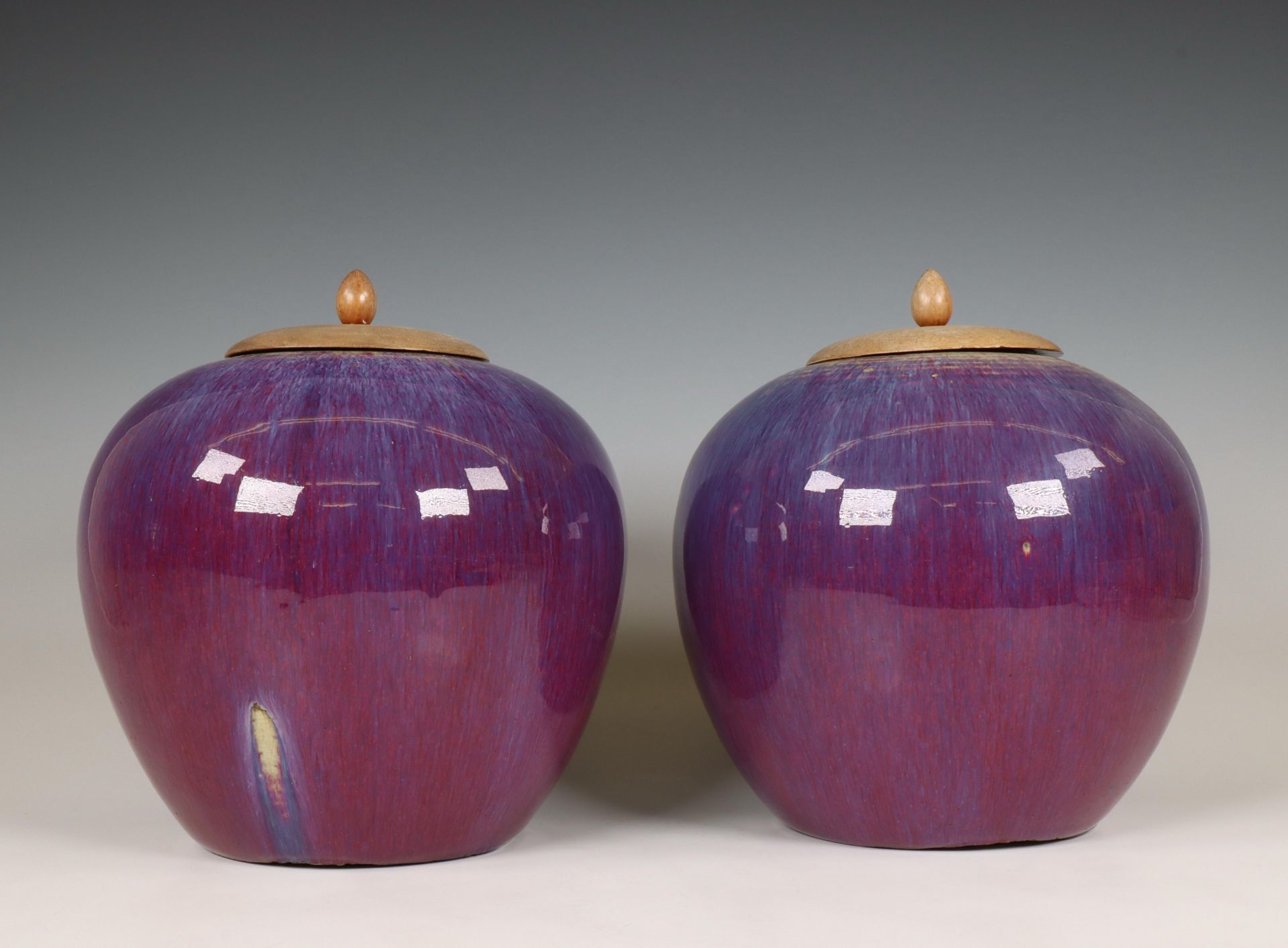 China, a pair of flambé glazed jars, 19th/ 20th century,