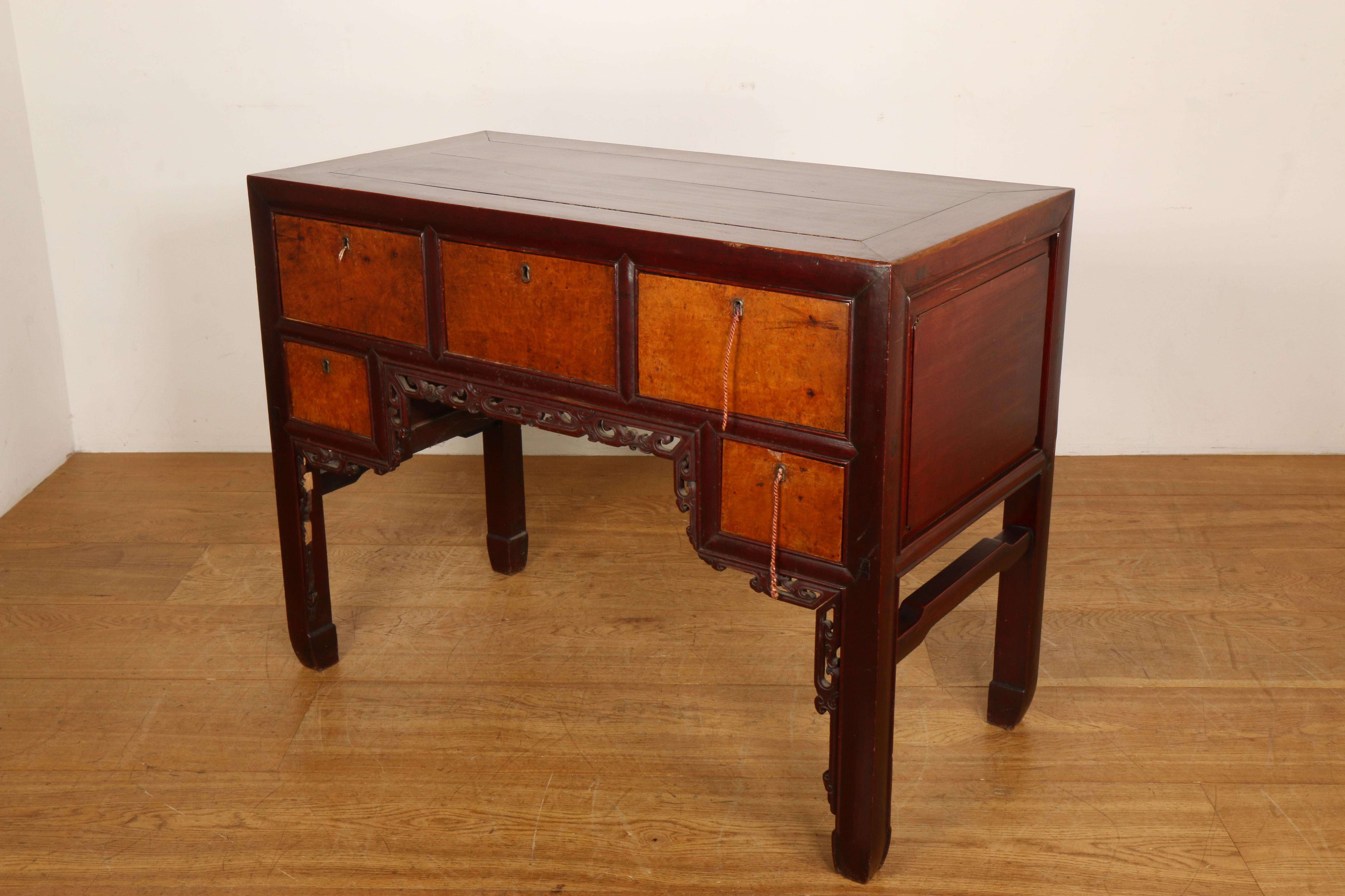 China, rood-bruin gebeitst houten kaptafel - Image 4 of 4