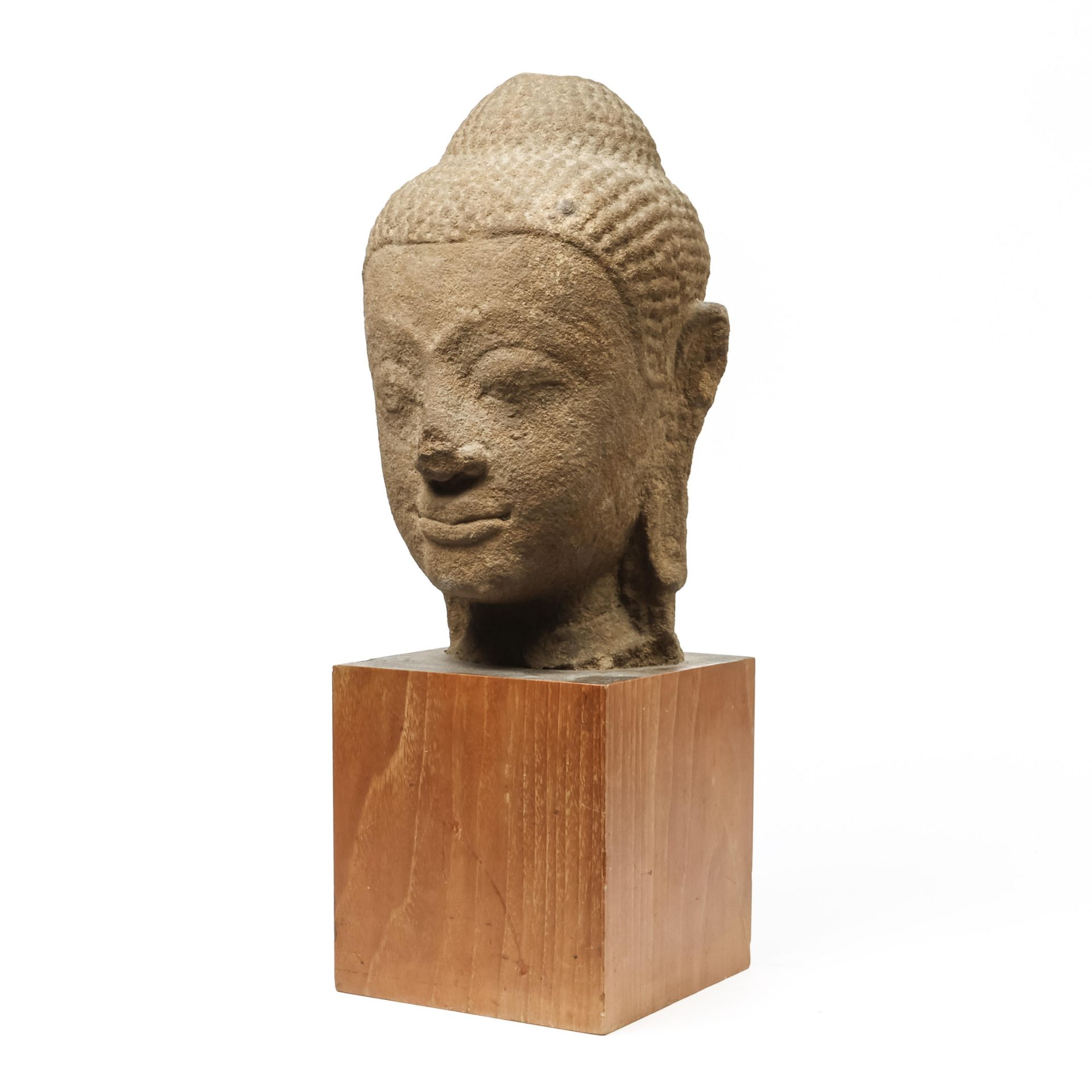 Khmer-Thailand, a sandstone Buddha head, 13th-14th century