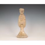 China, pottery model of a standing lady, probably Han dynasty (206 BC-220 AD),