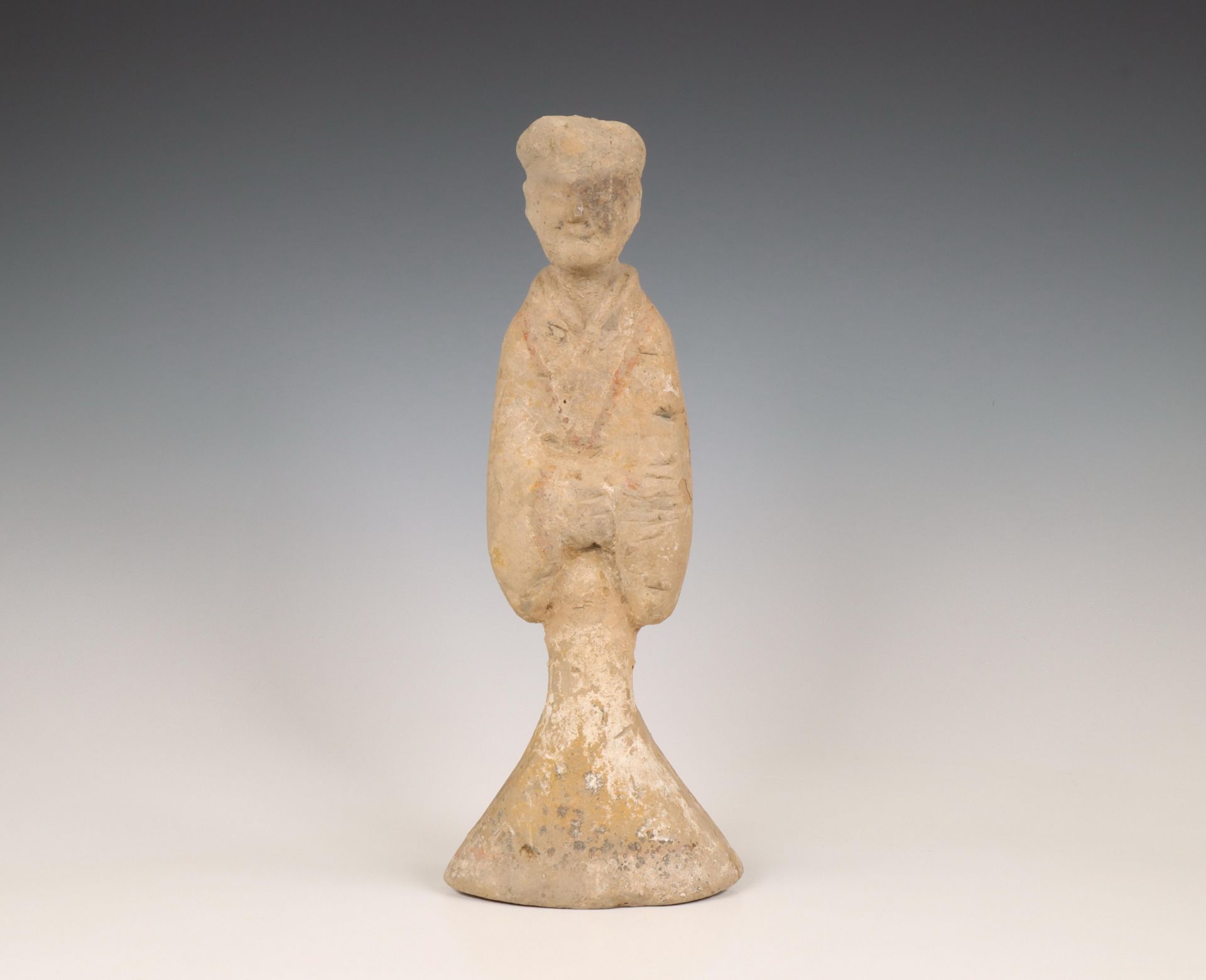 China, pottery model of a standing lady, probably Han dynasty (206 BC-220 AD),