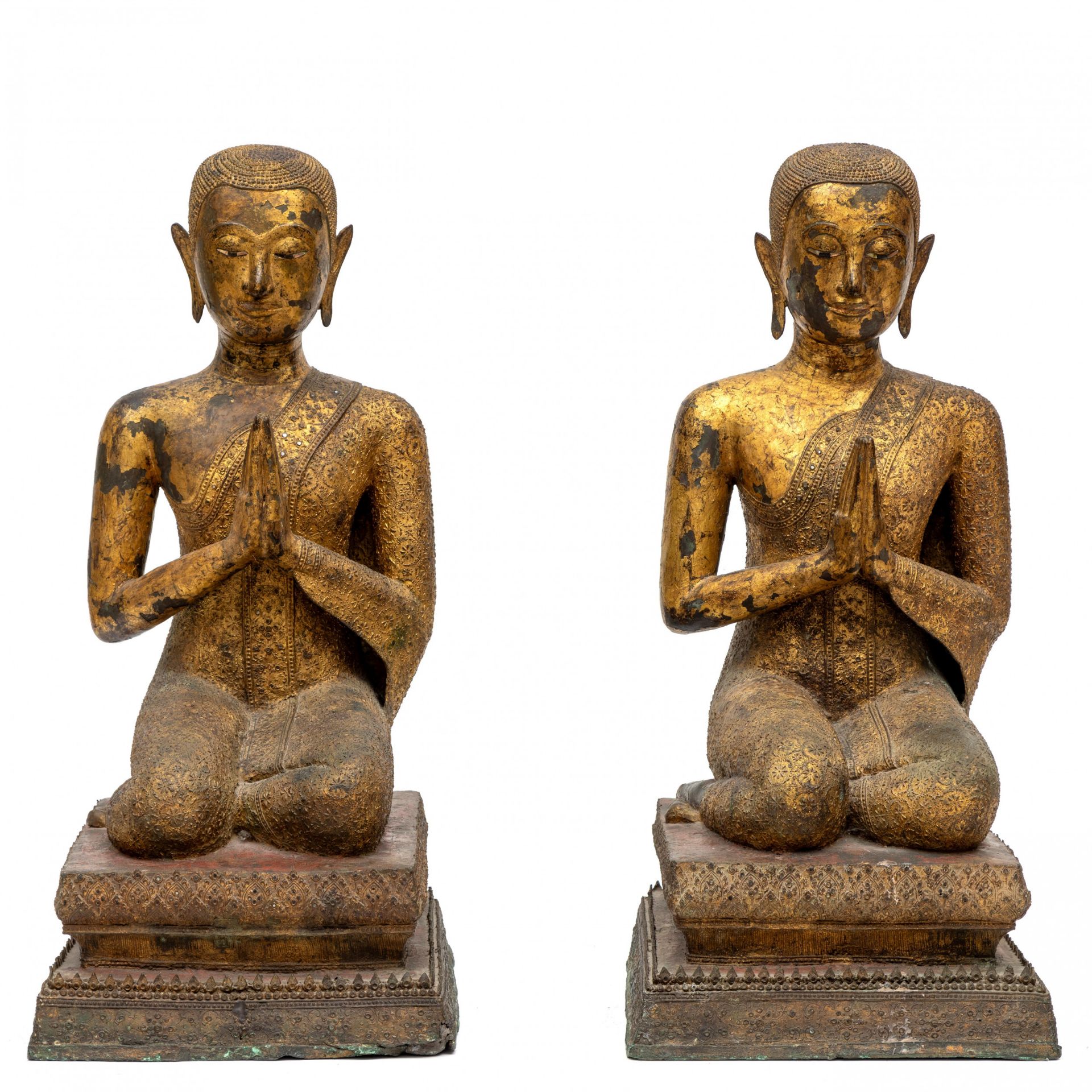 Thailand, Ratnakosin, a pair of guilded bronze temple adorants, 18th-19th century - Image 5 of 5