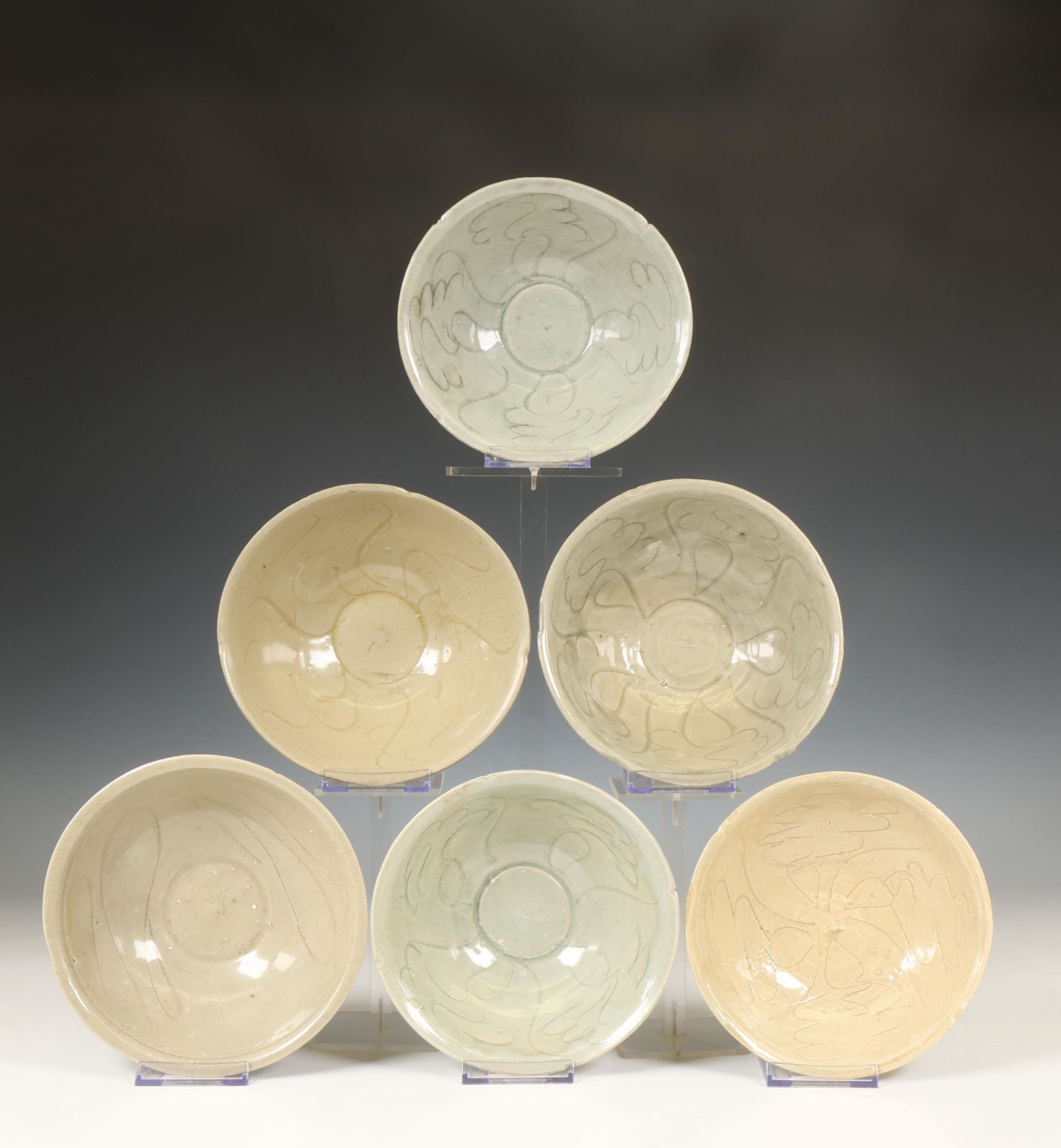 China, collection of twelve celadon-glazed bowls, Northern Song dynasty, 10th-12th century,