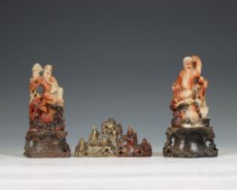 China, three soapstone carvings, 19th century,