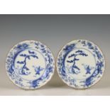 Japan, a pair of blue and white Arita dishes, 17th-18th century,