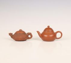 China, two Yixing earthenware teapots, late Qing dynasty (1644-1912),