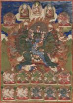 Tibet, a thangka representing a multi-armed deity, 18th-19th century,