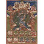 Tibet, a thangka representing a multi-armed deity, 18th-19th century,