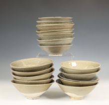 China, collection of eighteen celadon-glazed bowls, Northern Song dynasty, 10th-12th century,
