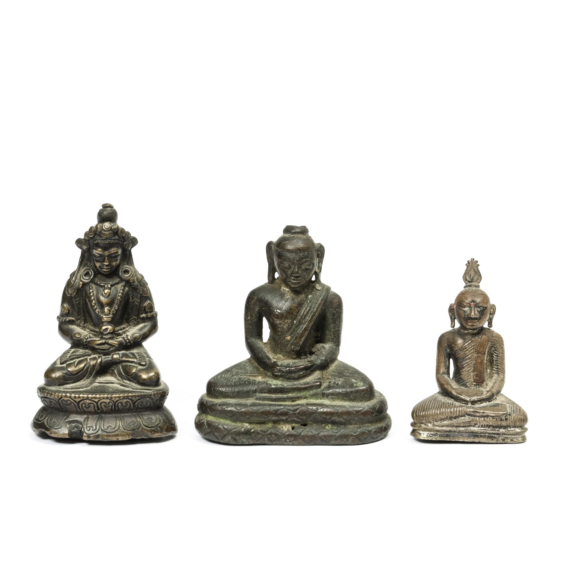 Sri Lanka, a seated Tirthankara, Thailand, a bronze seated Buddha and Thailand, seated Buddha, 16th-