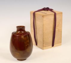 Japan, patinated bronze vase, signed, 20th century,