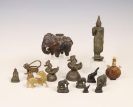 Southeast Asia, collection of bronze opium weights and Buddha figures,