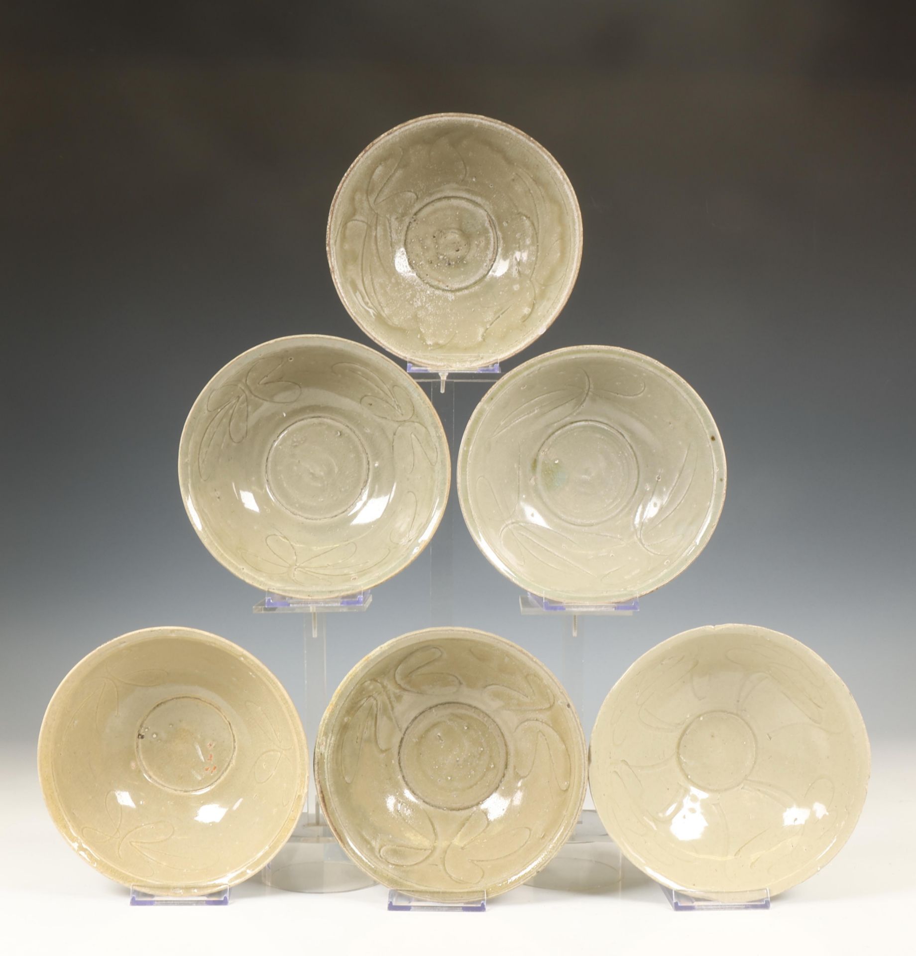 China, collection of twelve celadon-glazed bowls, Northern Song dynasty, 10th-12th century,