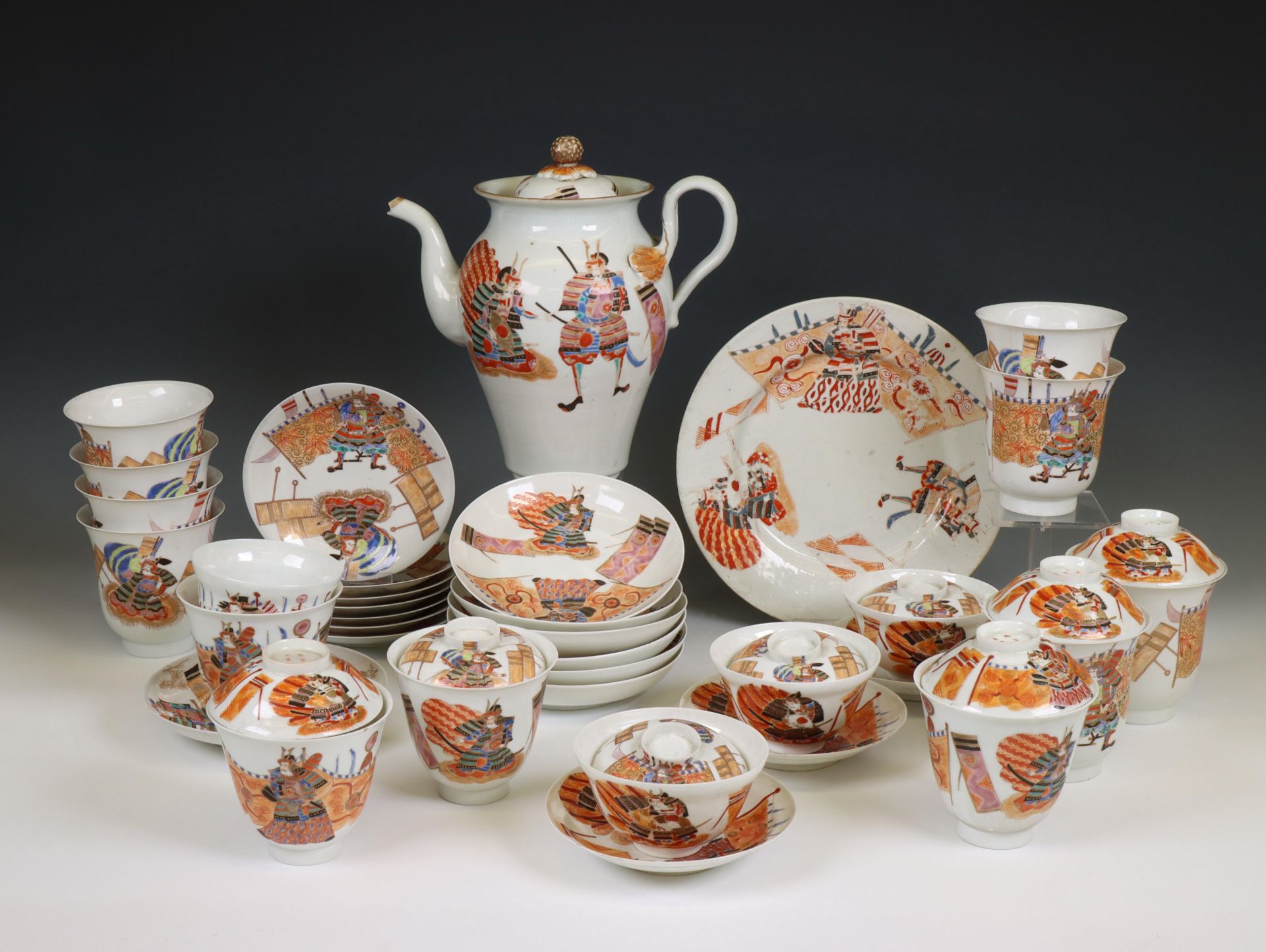 Japan, a polychrome porcelain part tea-service, 20th century,