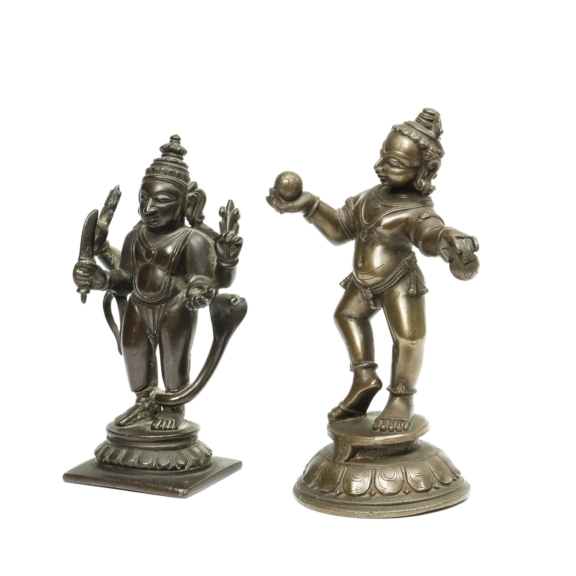 India, two bronze figures of standing Rama and Krishna, 19th century. - Image 4 of 4