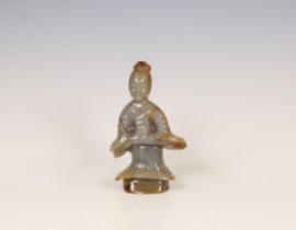 China, an agate carving of a lady, 20th century,