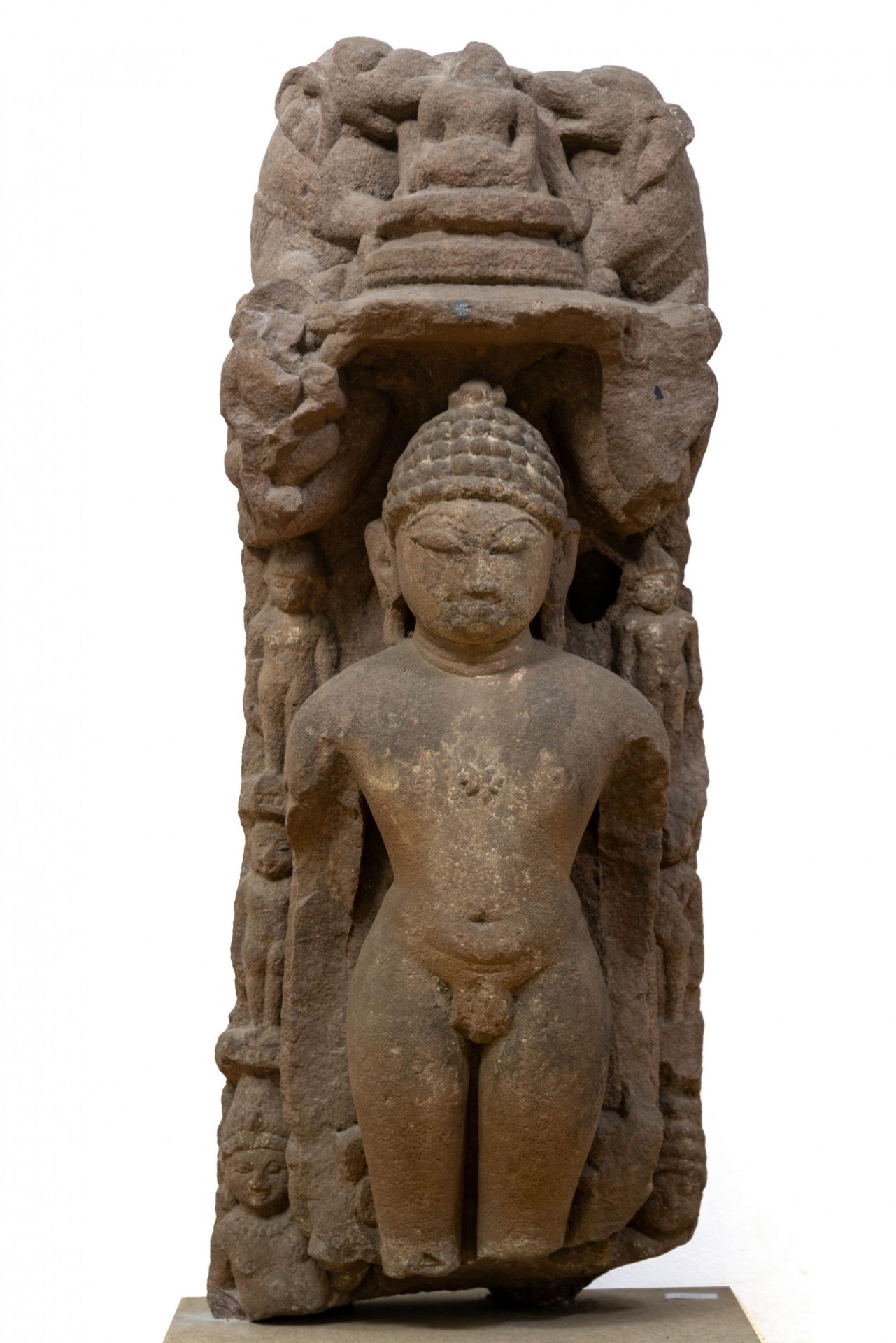 India, Rajasthan, a sandstone statue of standing Parsvanatha, ca. 11th century AD, - Image 4 of 5