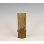 Japan, a bronze bamboo-shaped vase, 19th/ 20th century,