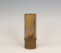 Japan, a bronze bamboo-shaped vase, 19th/ 20th century,