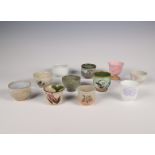 Japan, a collection of cream-, green- and pink-glazed earthenware temmoku, modern,